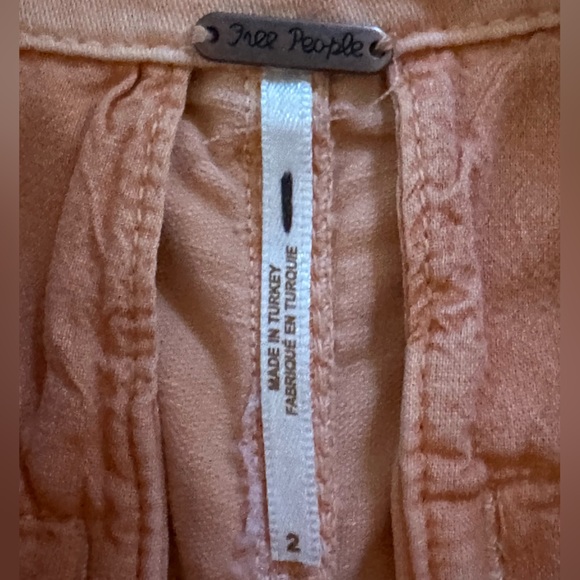 New, Free People Orange Wide Leg Pants High Rise with Pockets Size 2 - Picture 5 of 10